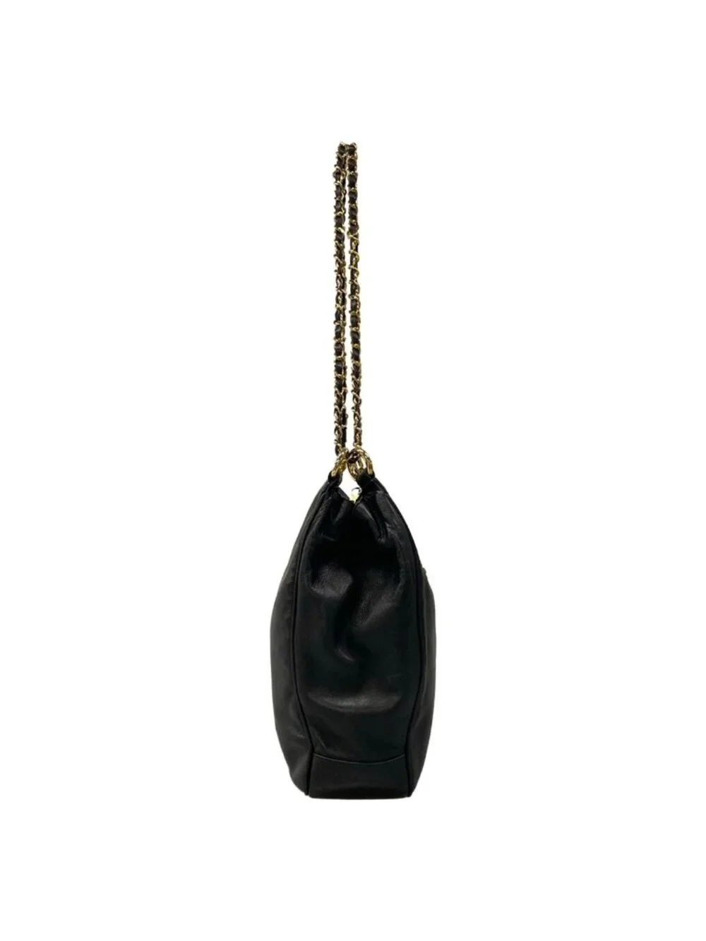 Chanel Shoulder Bag Black Chain Gold Lambskin